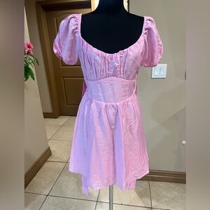 bp Pink Puff-Sleeve Casual Girls' Dress